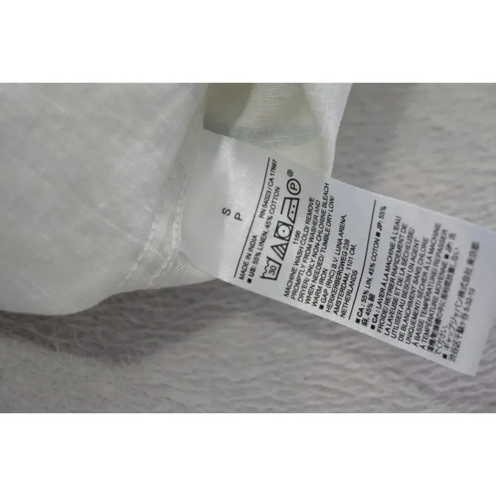 Banana Republic Linen Blend Button Up Shirt Slim Fit Short Sleeve Mens‎ Sz Small